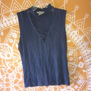 Cross cross blue top with choker